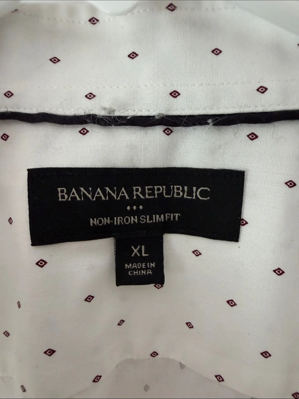 Banana Republic White Dress Shirt with Navy Micro-Dot